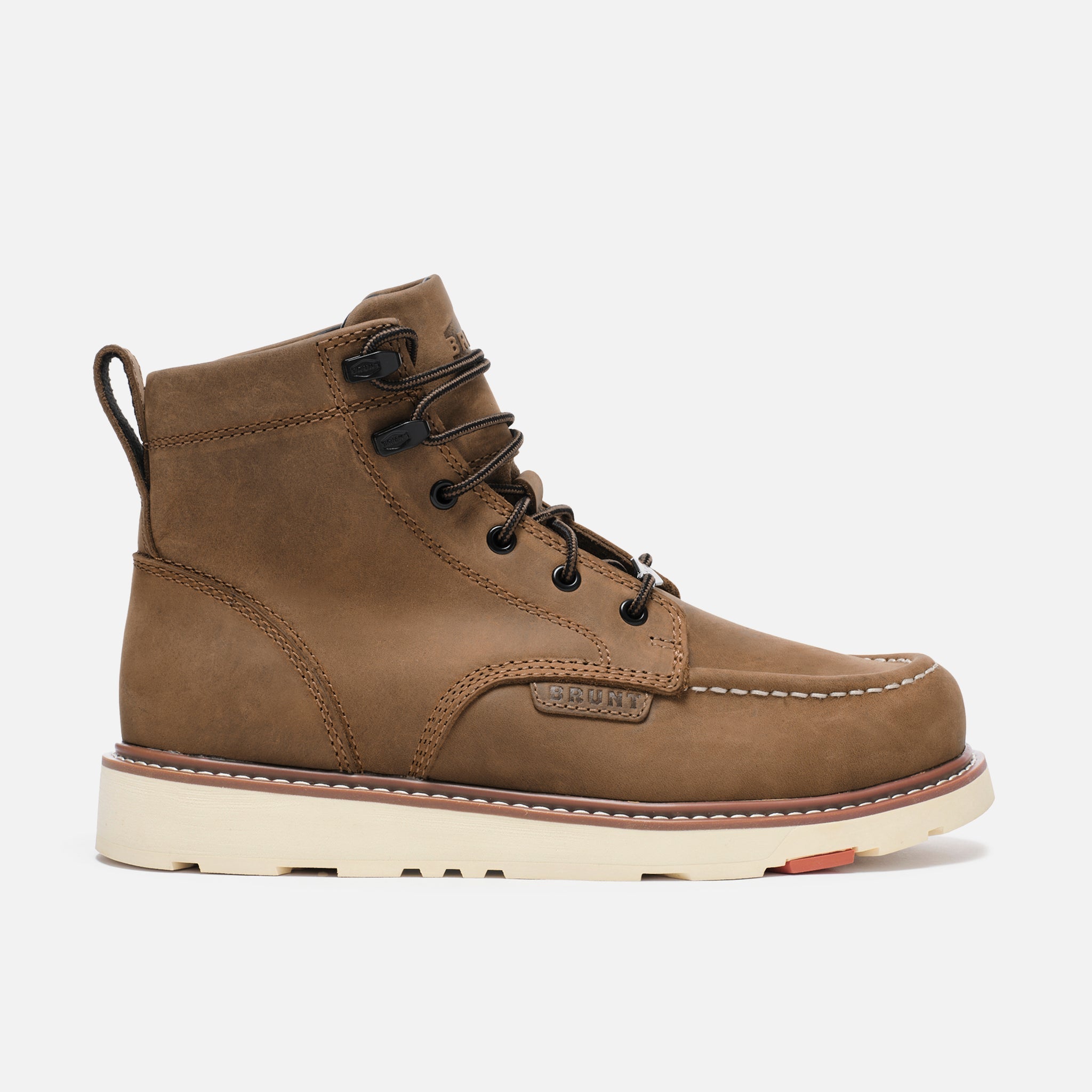 View 1 right side of the BRUNT 6 inch water-resistant unlined composite marin work boot in brown