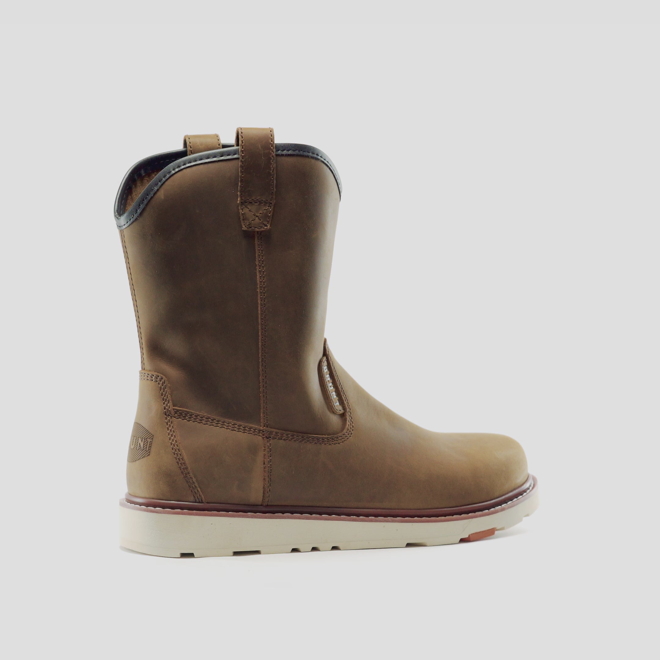View 2 animated 360 rotating image of the BRUNT 9 inch water-resistant unlined soft toe roper bolduc work boot in brown